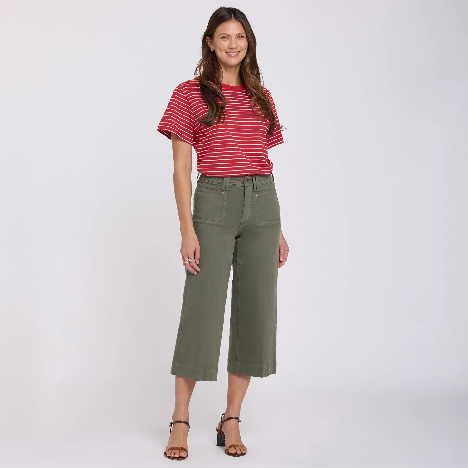 NYDJ Brigitte Wide Leg Capri Jeans Desert Green grün