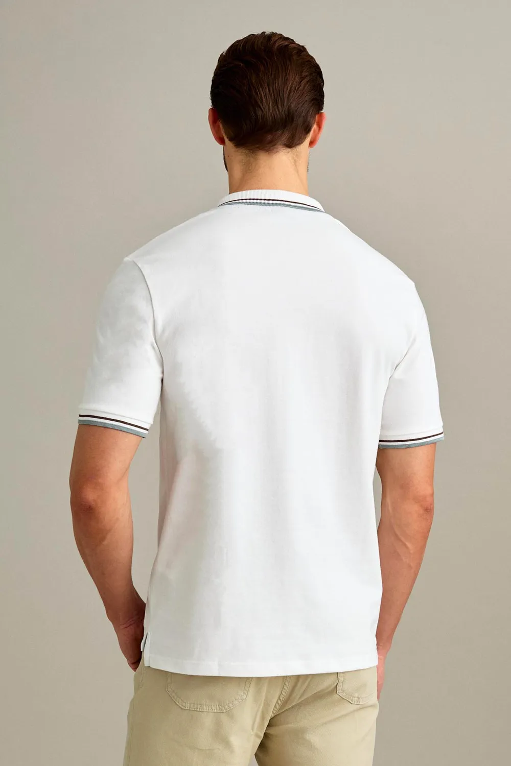 Jeckerson Polo V-Ausschnitt Poloshirt weiß Piqué