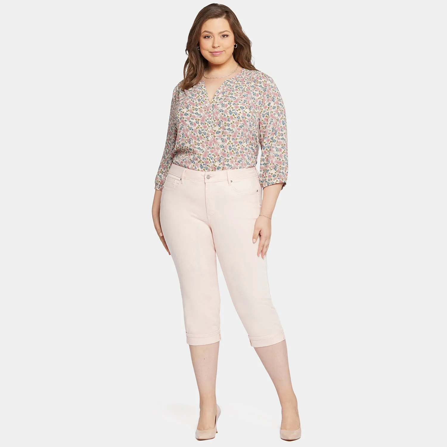 NYDJ Marilyn Straight Crop-Jeans Pink Dusk Plus Size