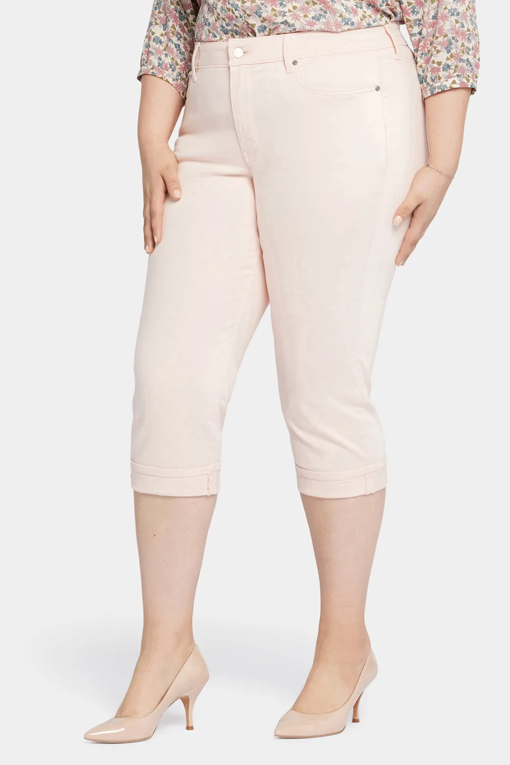 NYDJ Marilyn Straight Crop-Jeans Pink Dusk Plus Size