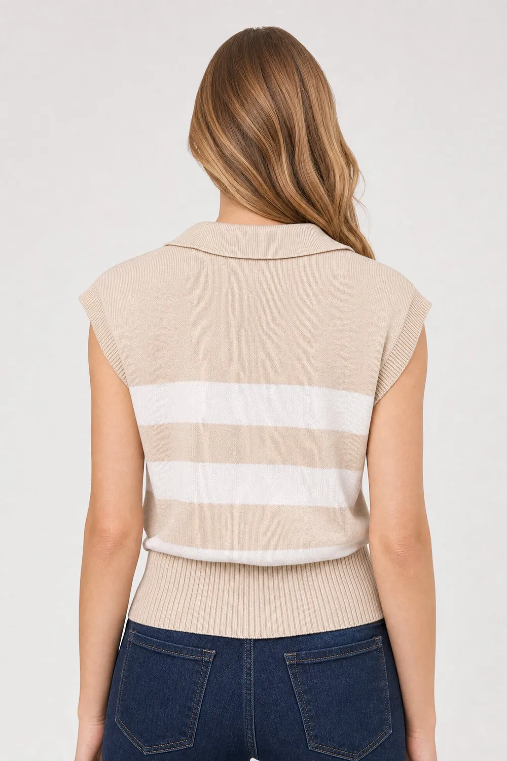 NYDJ x Elan Top ärmellos Beige Stripe Gr. L