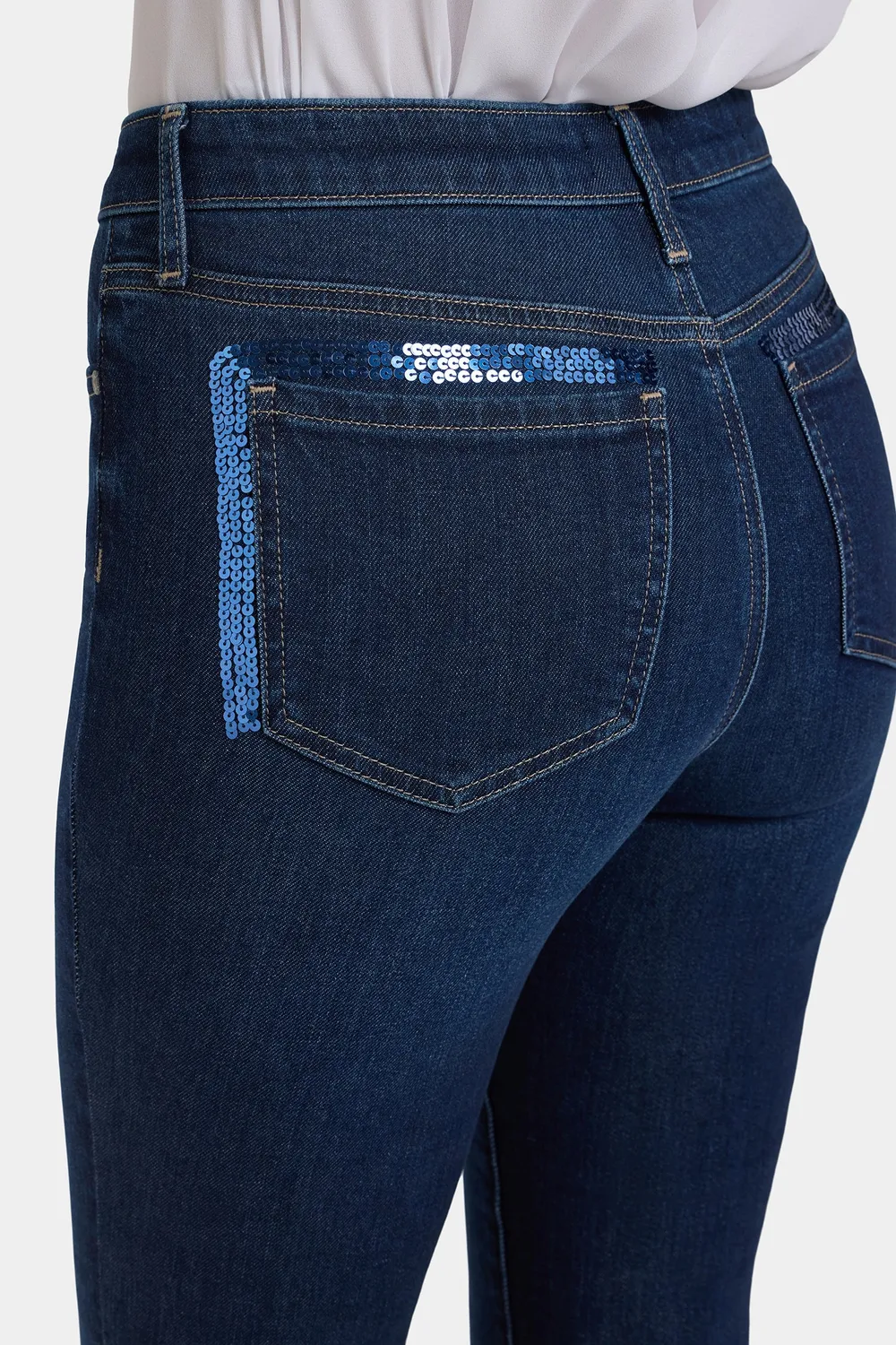 NYDJ Sheri Slim Petite Jeans Indigo Seine Pailletten