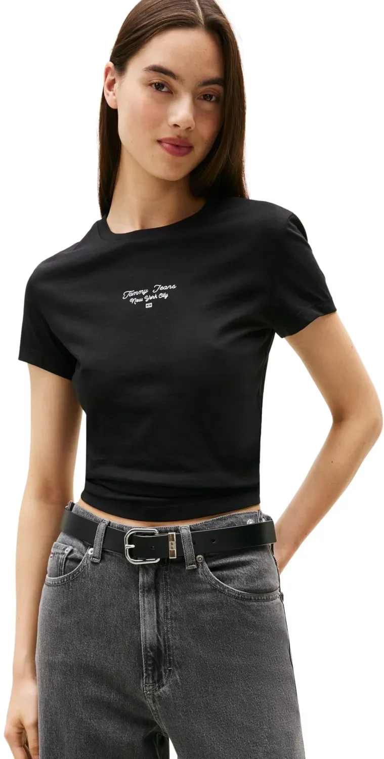 Tommy Jeans Slim Logo Tee T-Shirt Damen XL schwarz slim