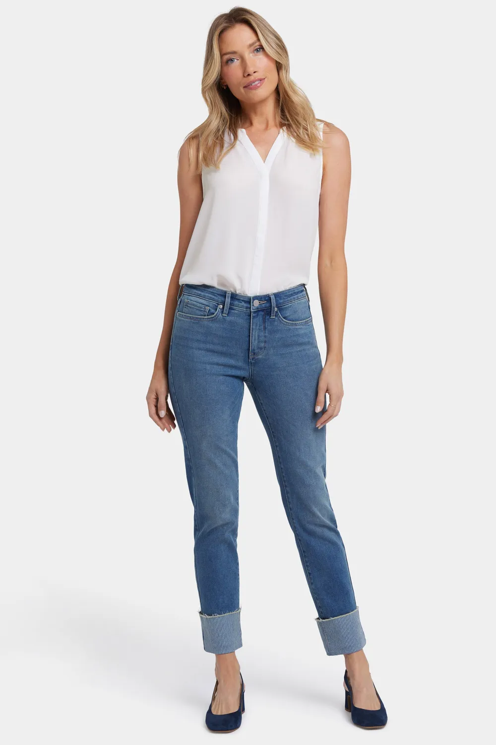 NYDJ Sheri Slim Ankle Jeans Costa Brava blau schmal