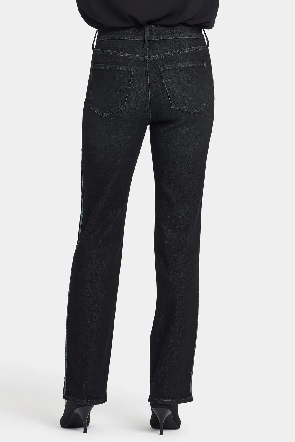 NYDJ Marilyn Straight Jeans French Nightfall schwarz Pailletten