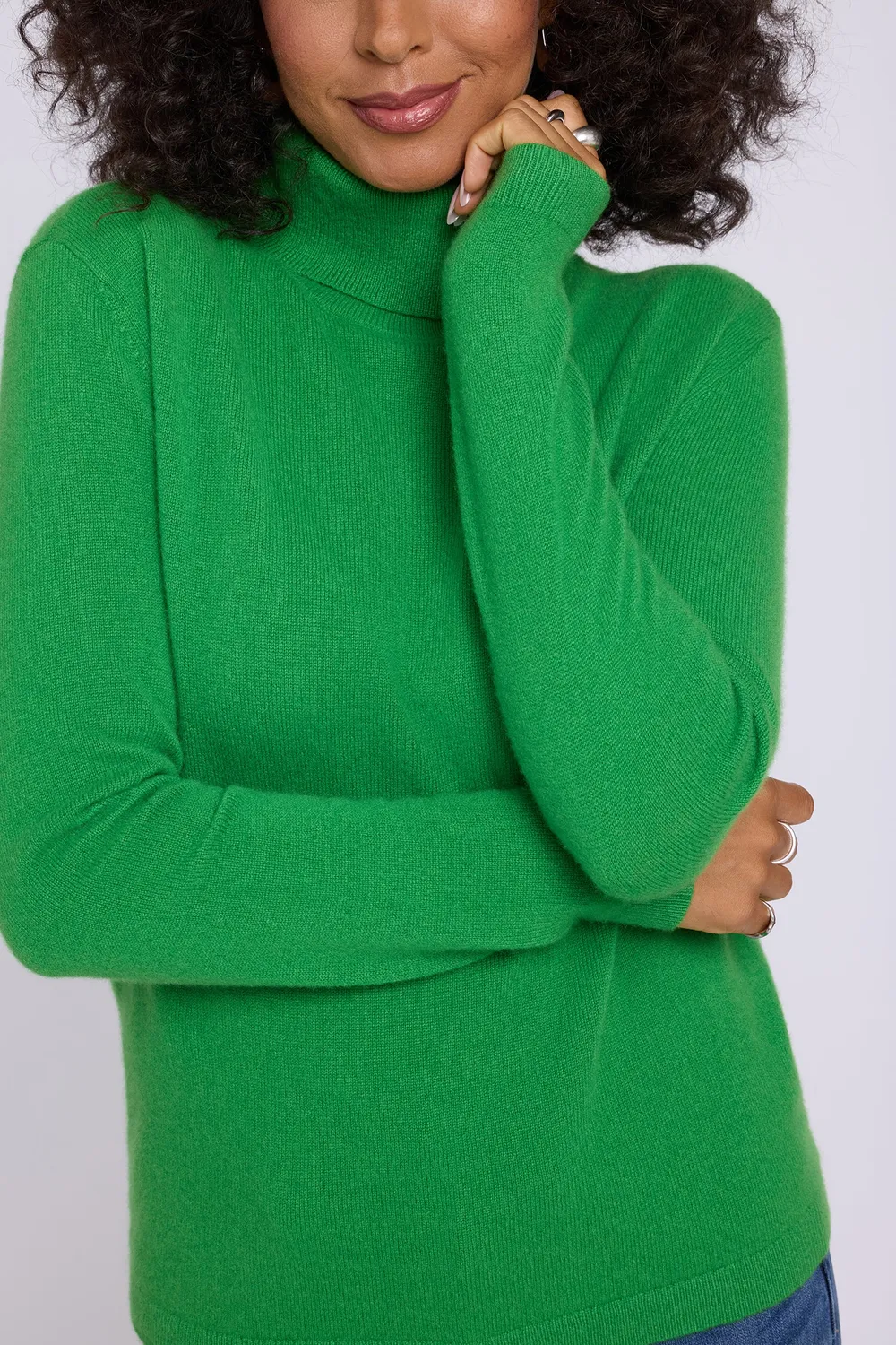 NYDJ Cashmere Essential Turtleneck Sweater Rolli Fern Kaschmir