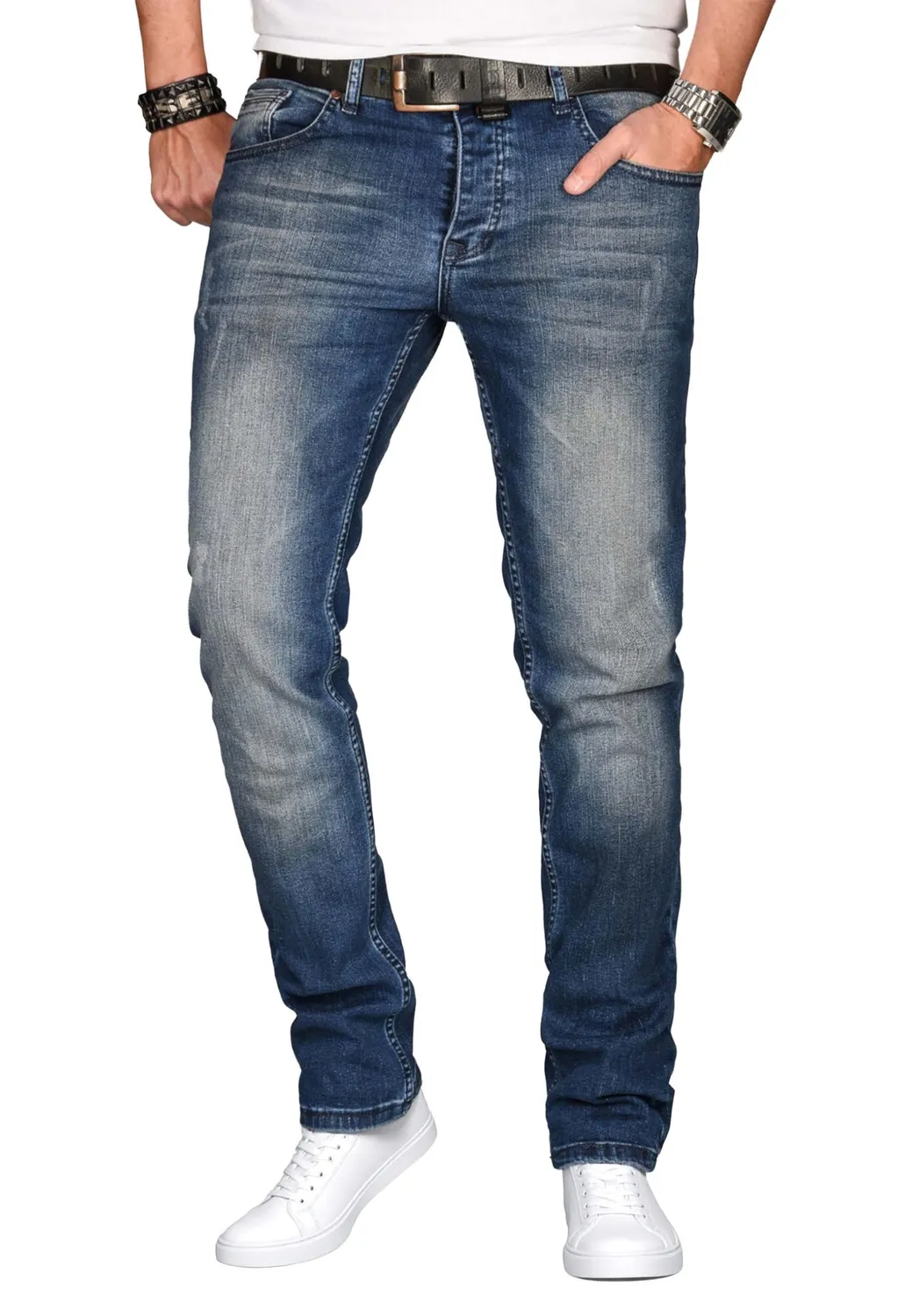 Alessandro Salvarini Slim Fit Jeans Herren 38W/36L Washed