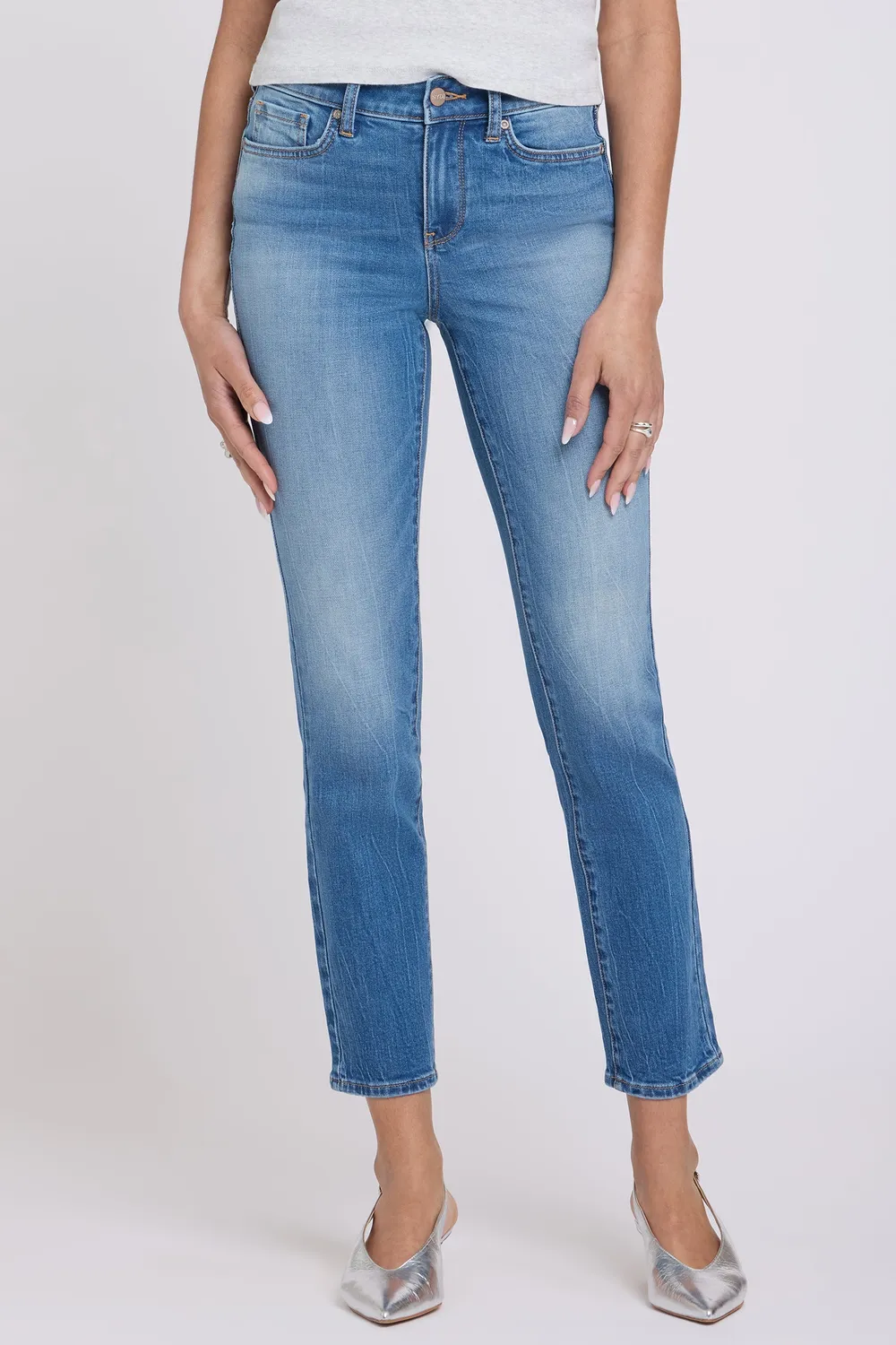 NYDJ Sheri Slim Straight Ankle Jeans Pacifica blau