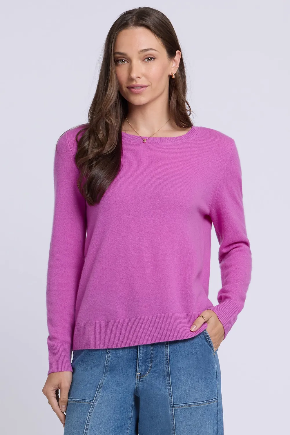 NYDJ Cashmere Essential Crewneck Pullover Dewberry Kaschmir
