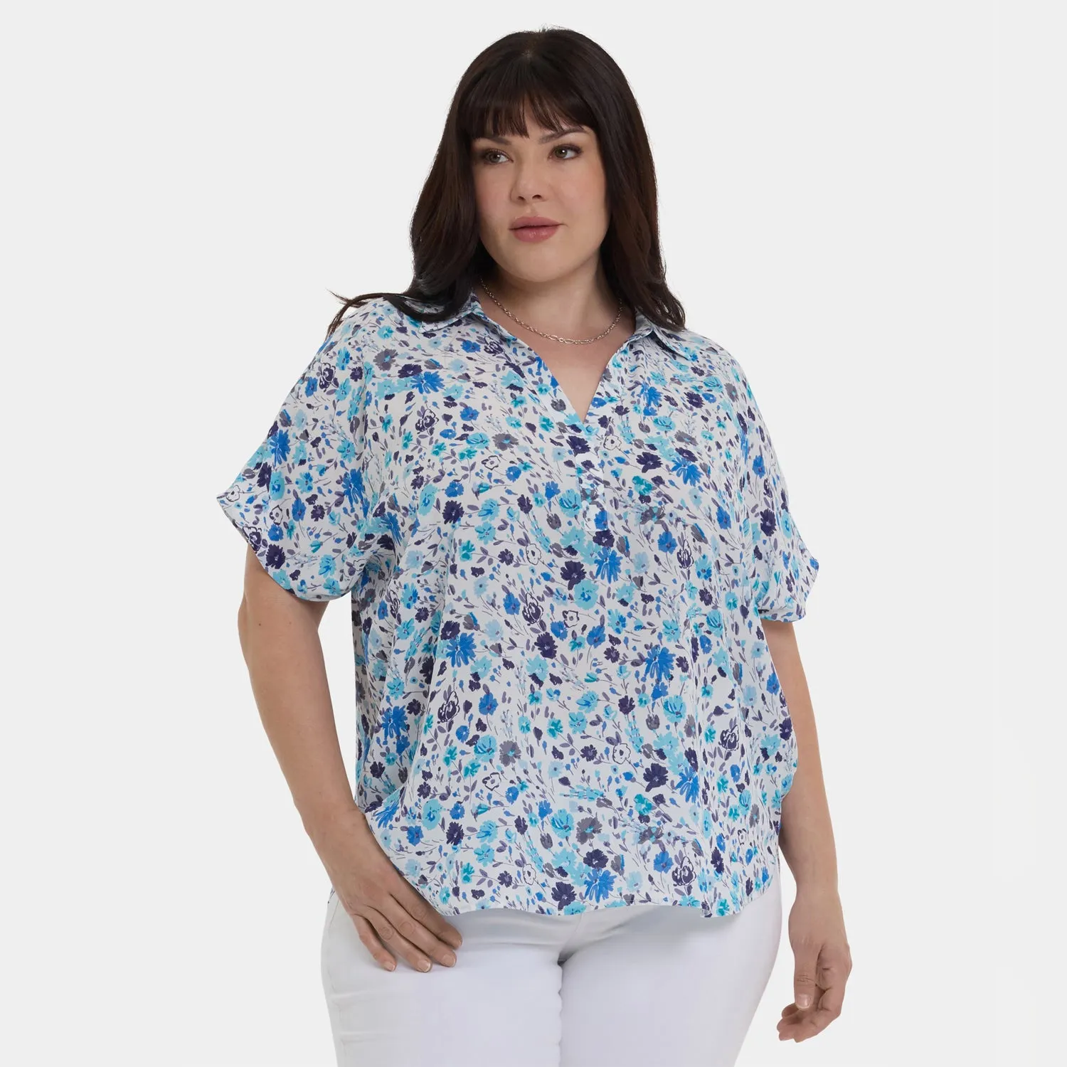 NYDJ Becky Kurzarm Bluse Plus Jimena Garden leicht