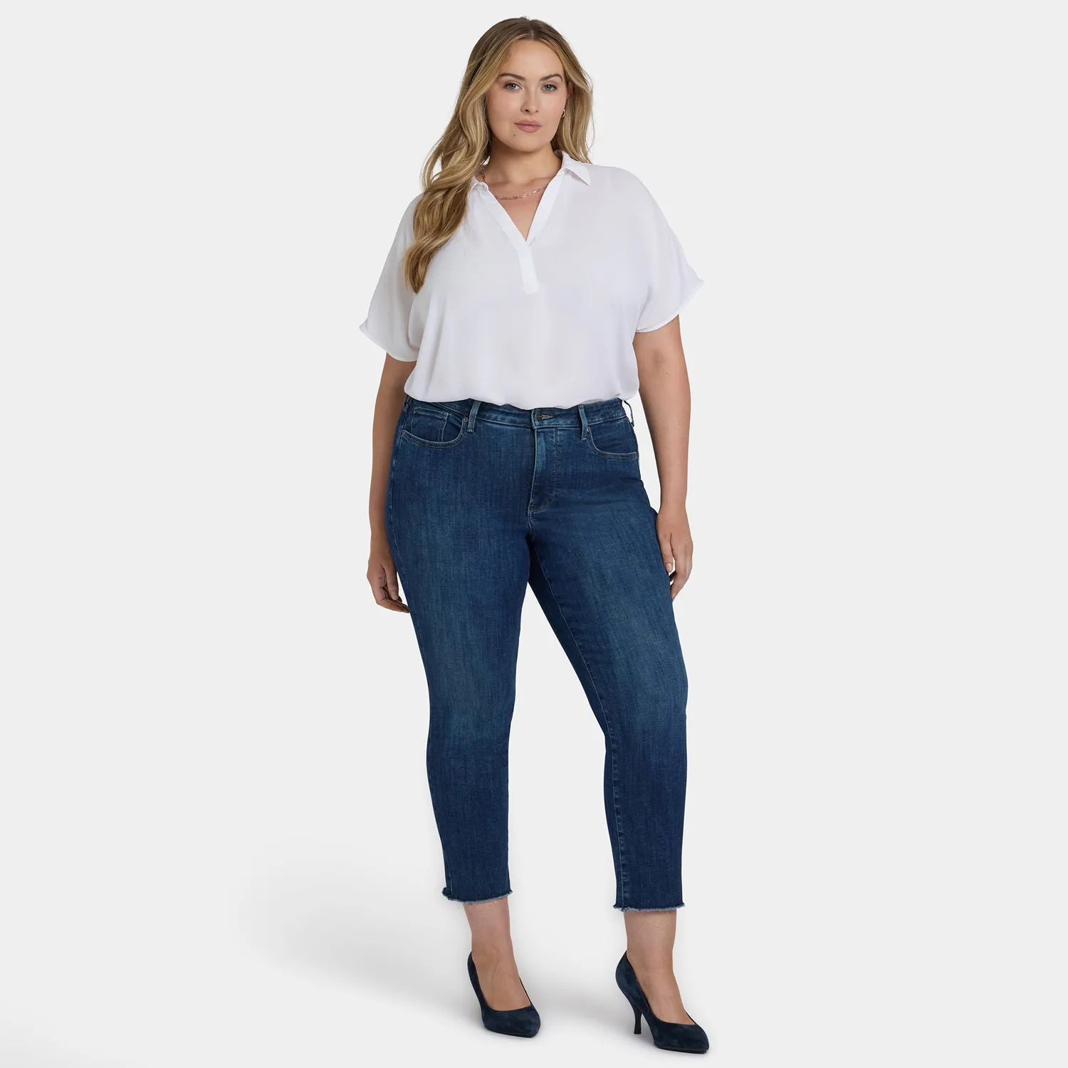 NYDJ Sheri Slim Ankle Jeans Louvre Sapphire Plus Fransen