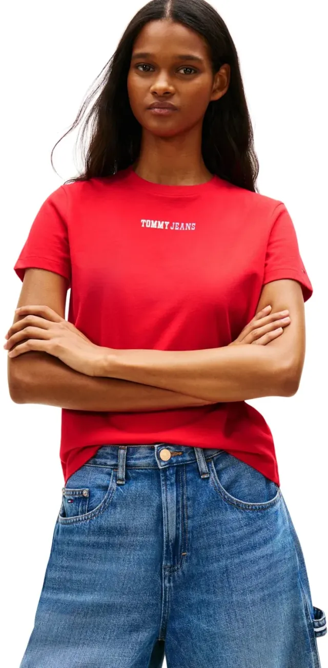 Tommy Jeans Essential Logo T-Shirt Damen Rot 1XL Baumwolle