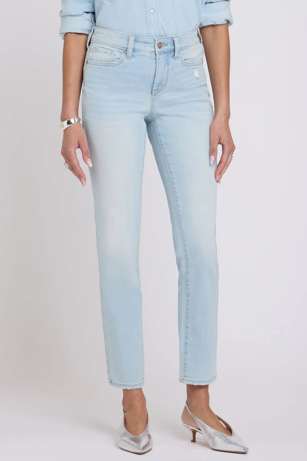 NYDJ Sheri Slim Straight Ankle Jeans Sky Valley Hellblau
