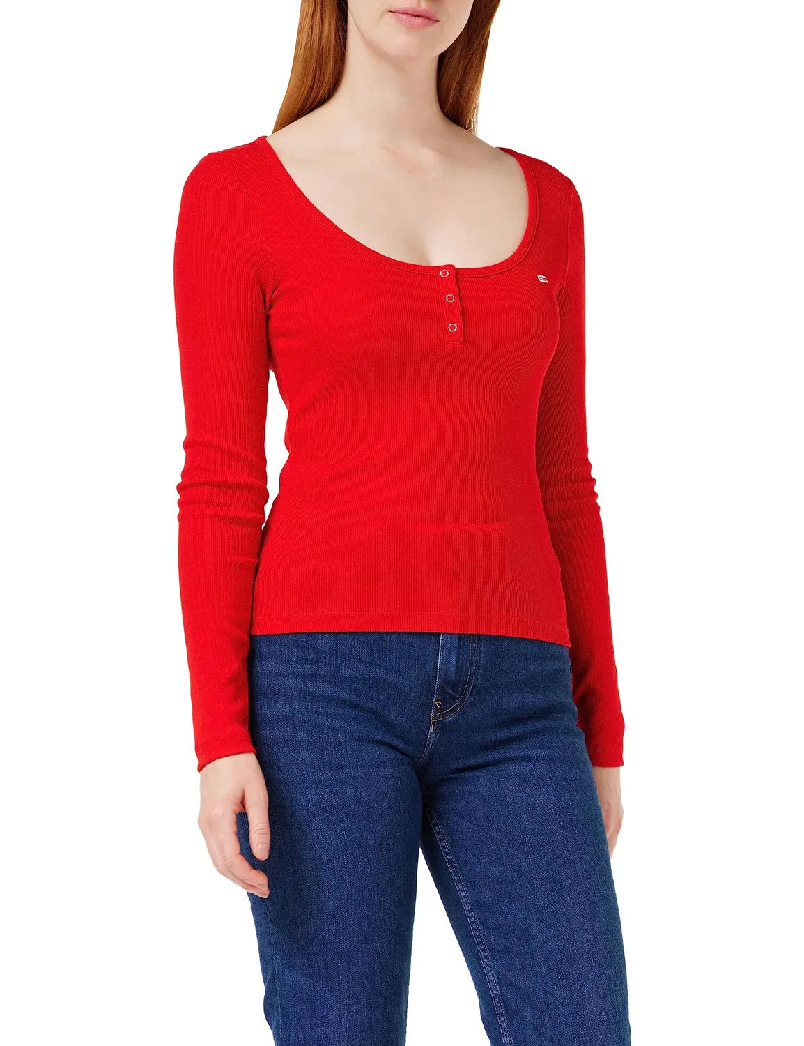 Tommy Jeans Slim Button Rib Strickpullover Ripp 1er