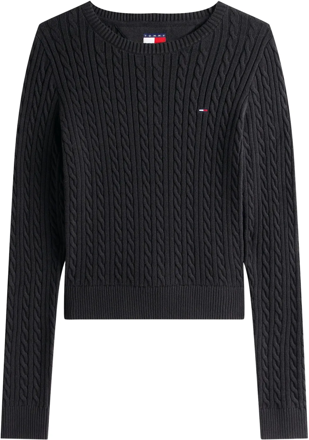 Tommy Jeans Cable Essential Pullover L Zopfstrick schwarz