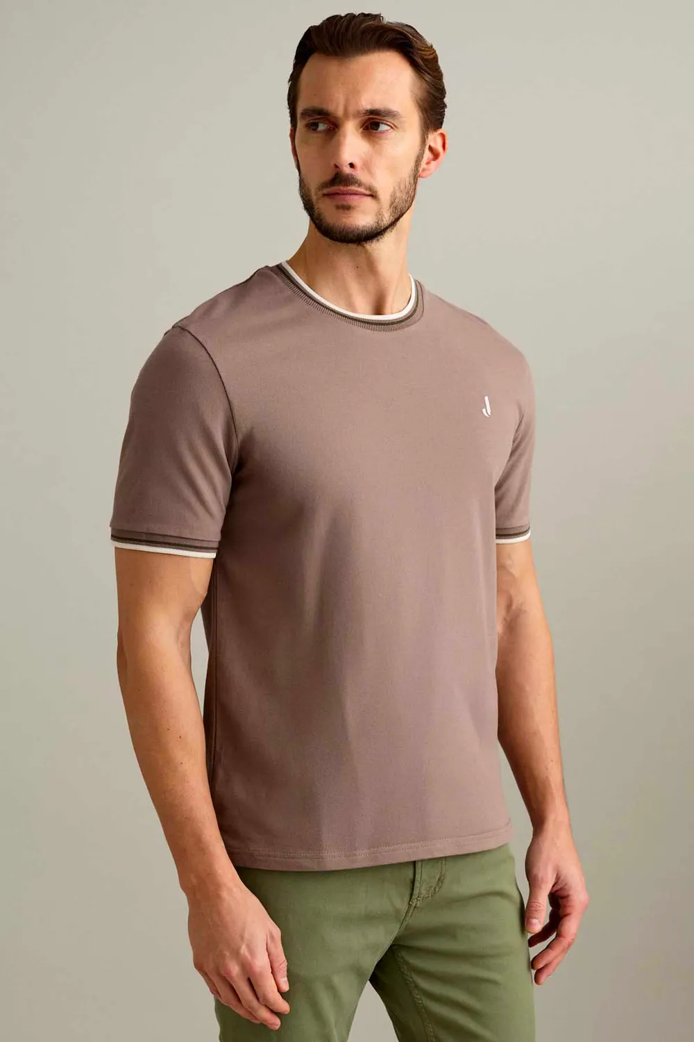 Jeckerson Piquet T-Shirt Herren schokobraun Kurzarm