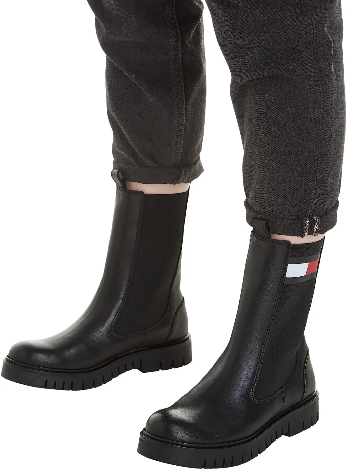 Tommy Jeans TJW Long Chelsea Boot Damen Stiefel 39 Schwarz