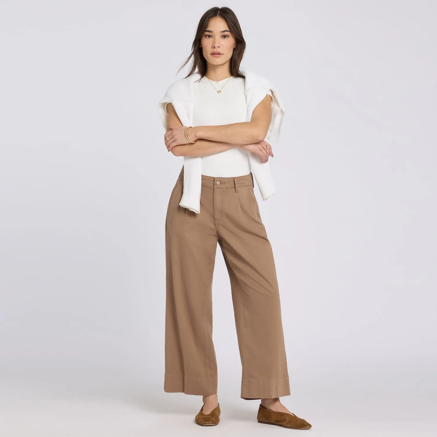 NYDJ Teresa Wide Leg Ankle Jeans Toasted Coconut hellbraun