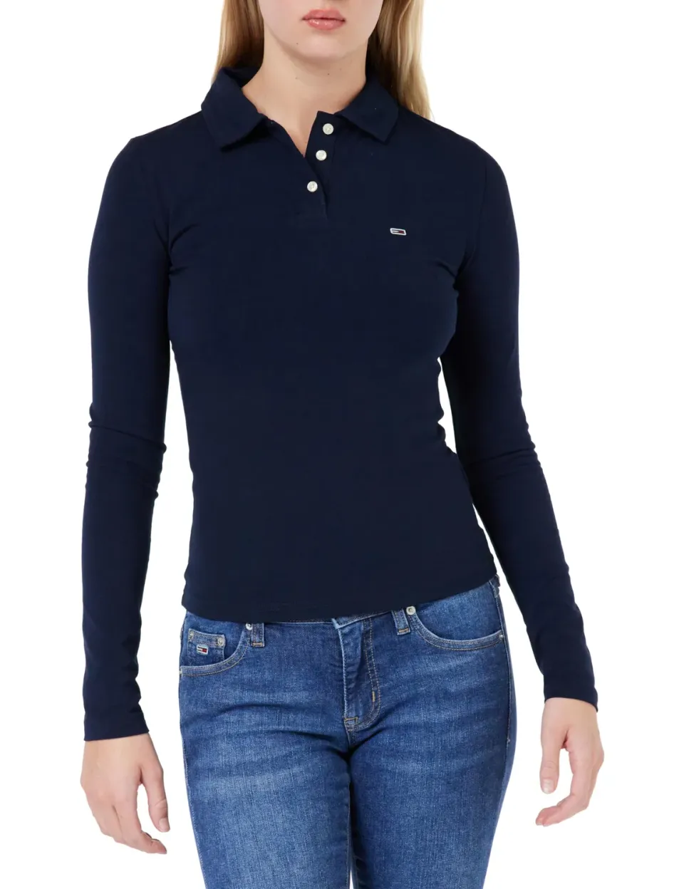 Tommy Jeans TJW Slim Essential DW0DW17221 Damen Polo S Langarm