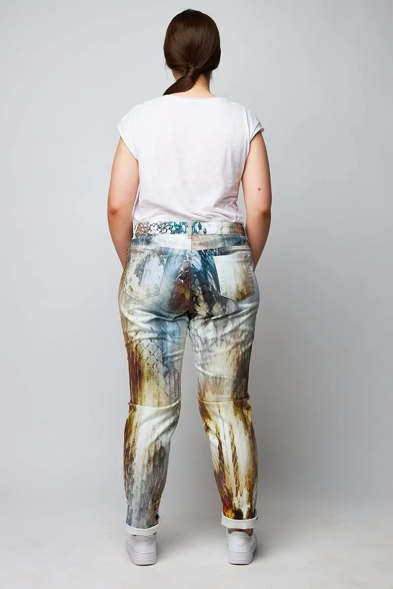 Wille Damenjeans Schlangenmuster Dunkel Stretch große Größen