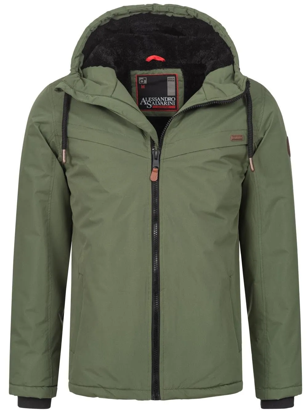 Alessandro Salvarini AS-331 Winterjacke Herren Olive mit Teddyfell