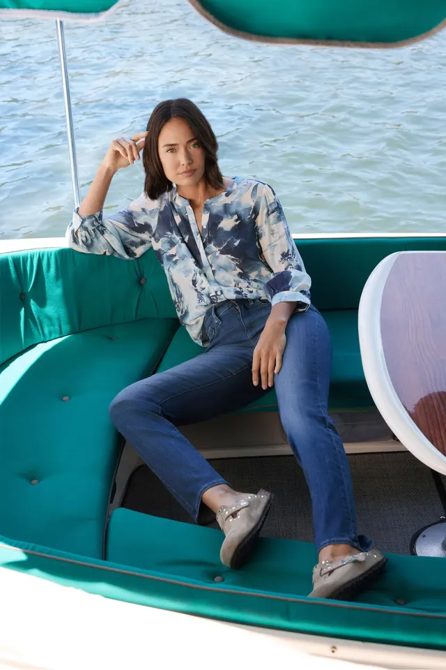 NYDJ Marilyn Straight Jeans Cool Marine Stretch