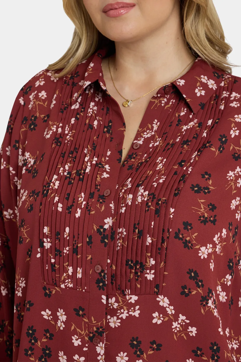 NYDJ Tuxedo Bluse Plus Bienvenue Rotblumig