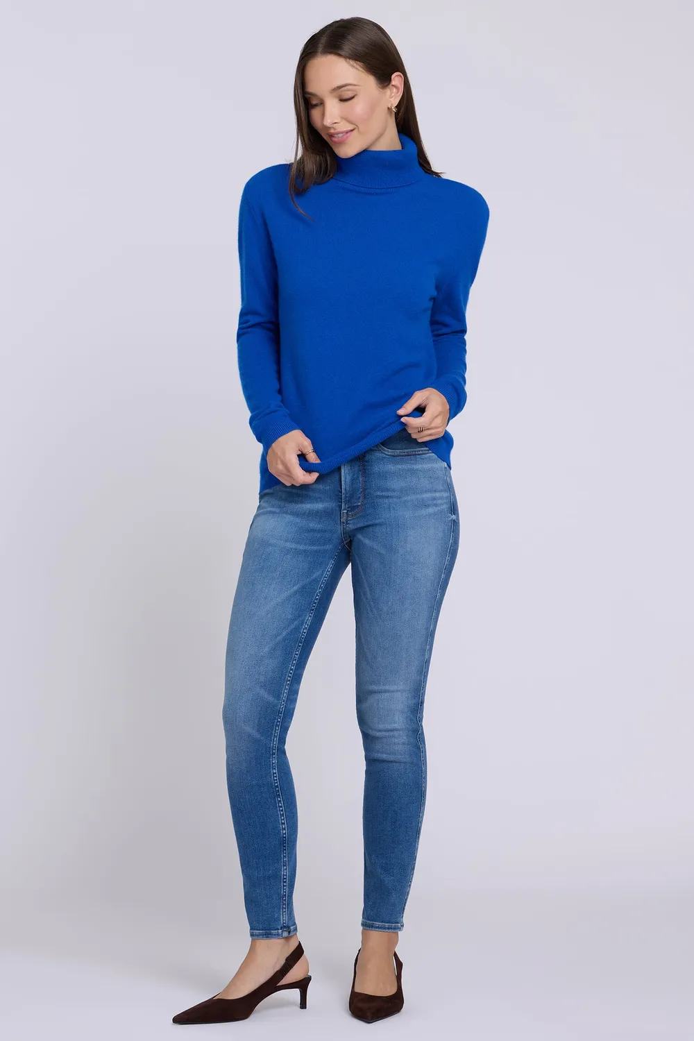 NYDJ Cashmere Rollkragenpullover Diamond Blue blau