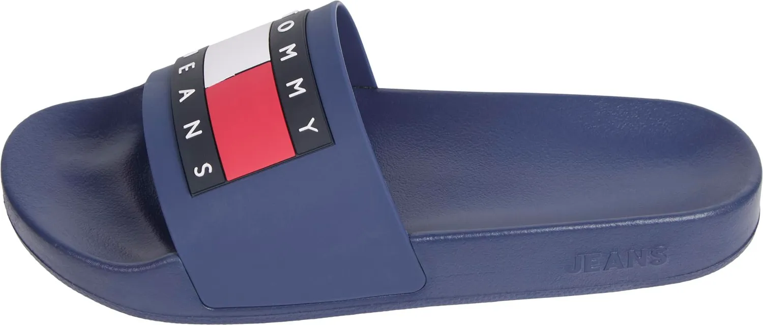 Tommy Jeans Flag Pool Slide Damen Schlappen Schwarz 38 EU