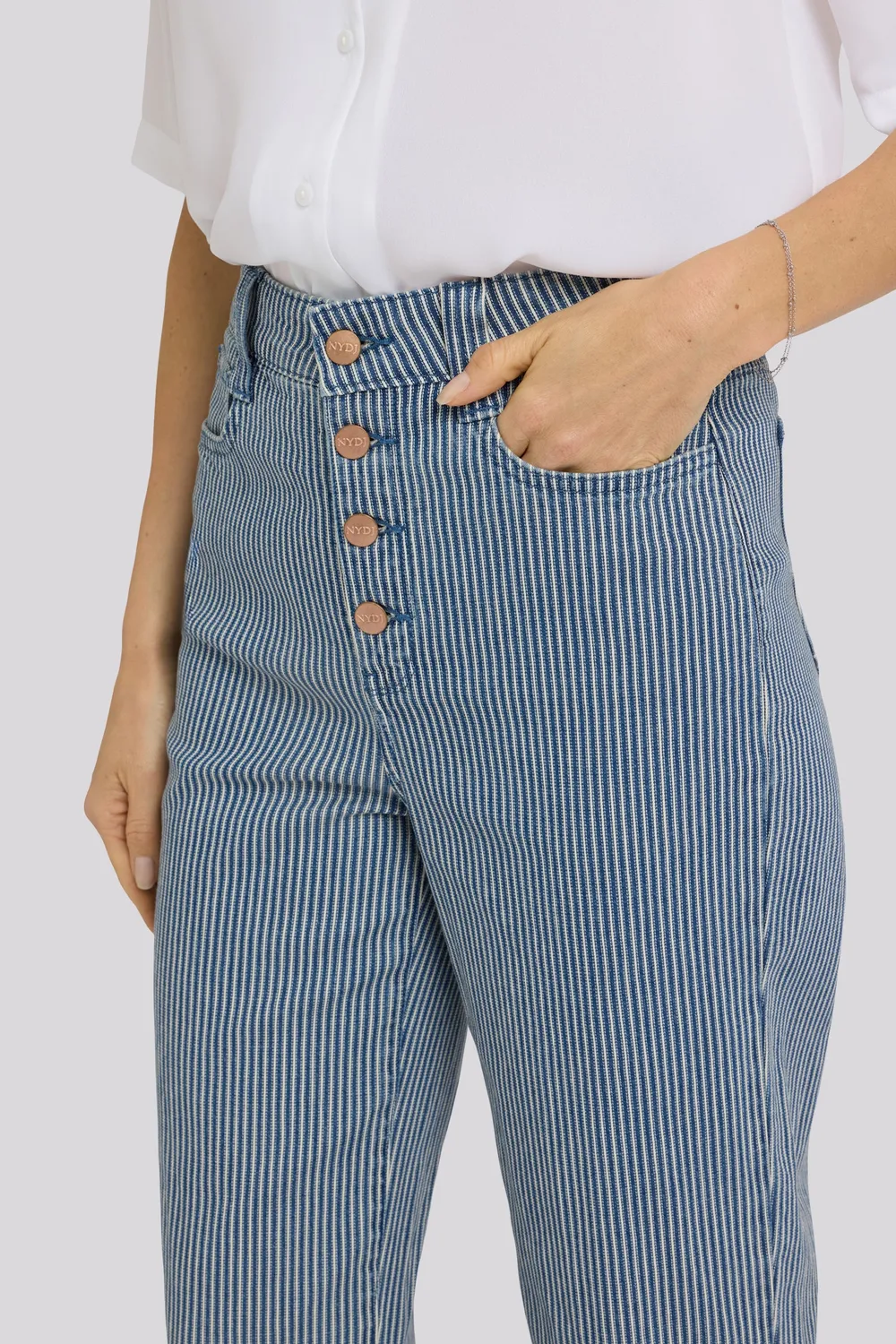 NYDJ Kasey Stovepipe Ankle Jeans Malaga Stripe