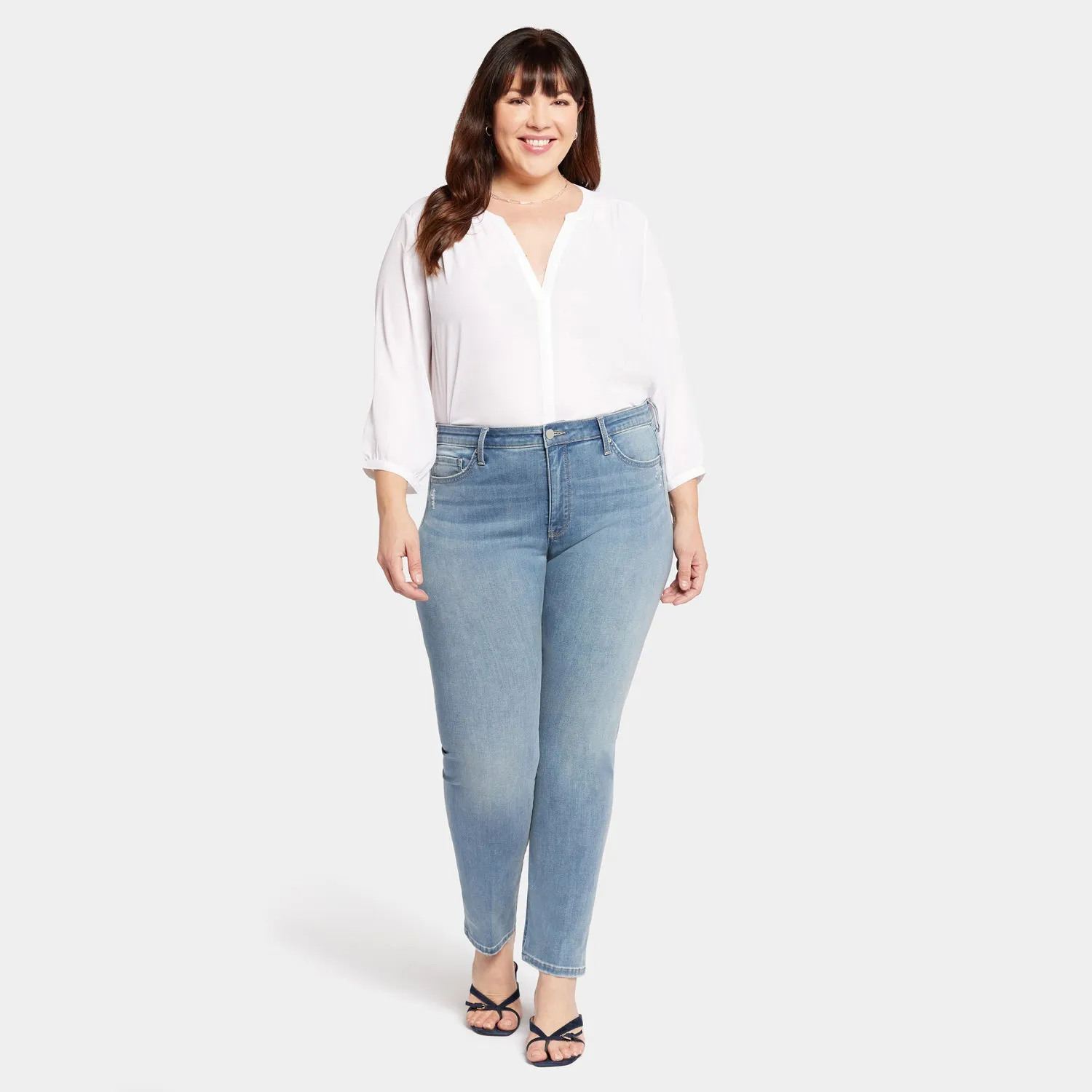 NYDJ Le Silhouette Sheri Slim Jeans Plus Angel Hellblau