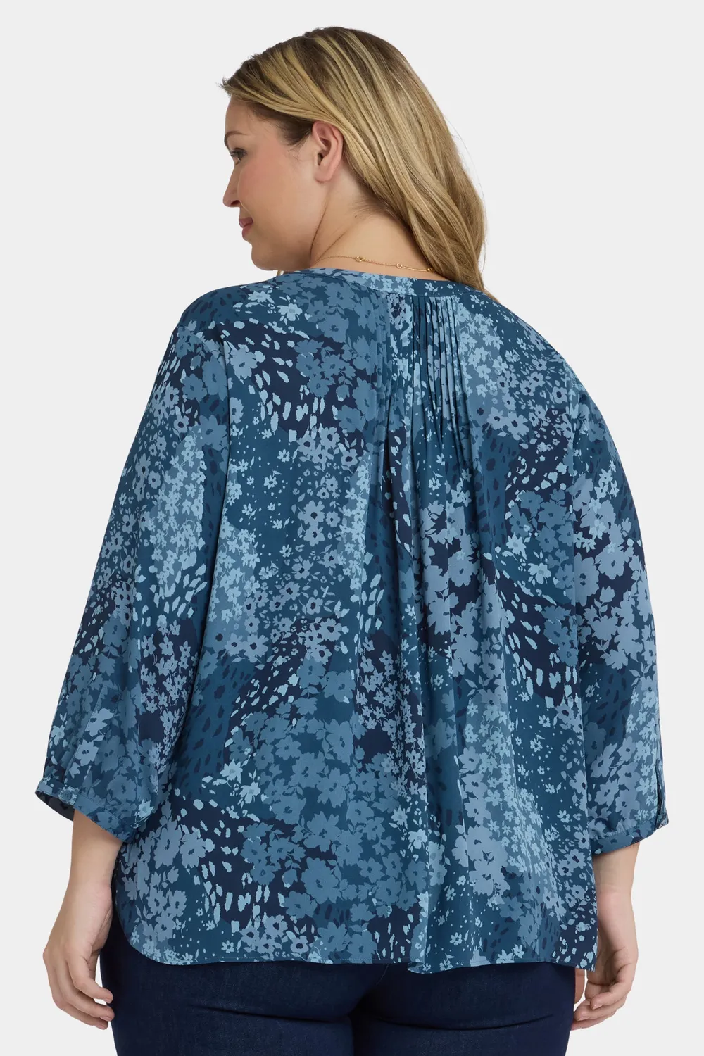 NYDJ Pintuck Bluse Belleville Plus Floral 3/4-Arm
