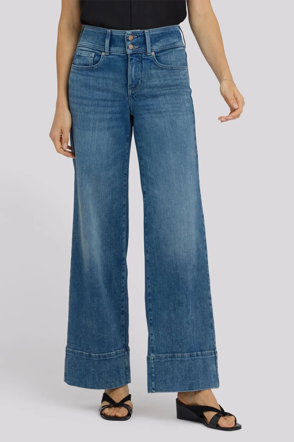 NYDJ Teresa Wide Leg Jeans Breezy Palms Indigo Stretch