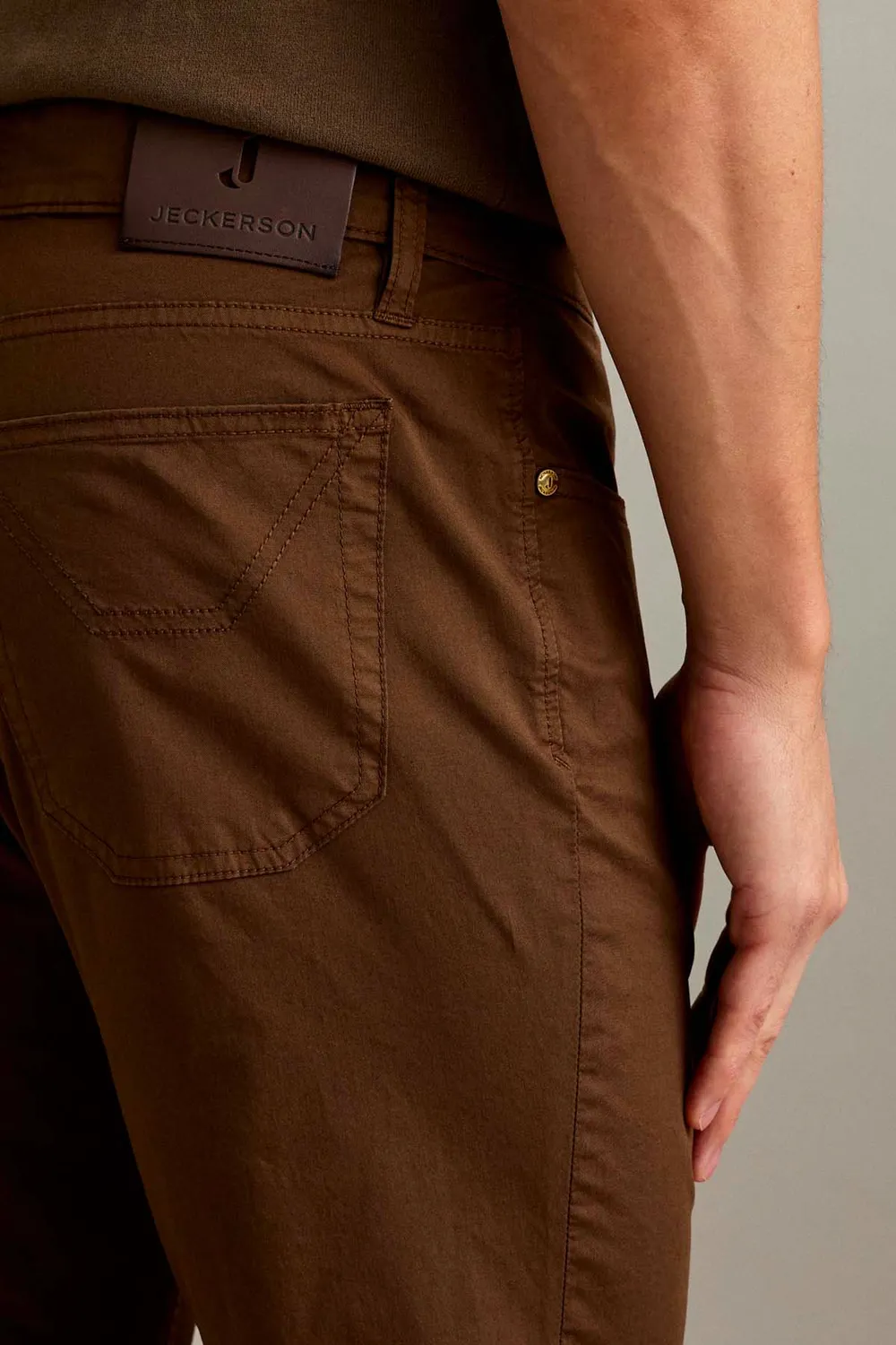 Jeckerson Jordan Slim Fit Hose hellbraun Gabardine