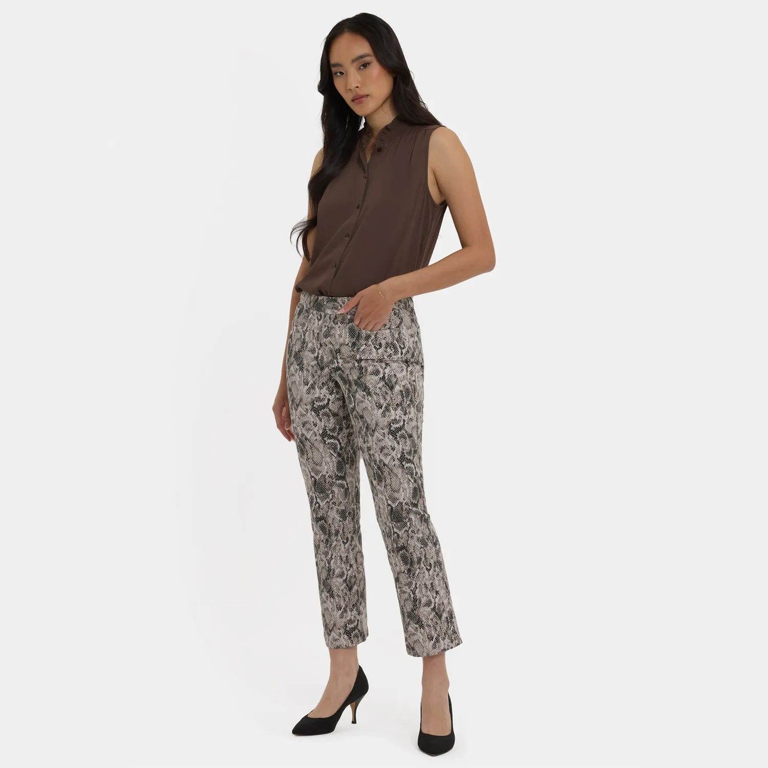 NYDJ Marilyn Straight Ankle Jeans Desert Python gemustert