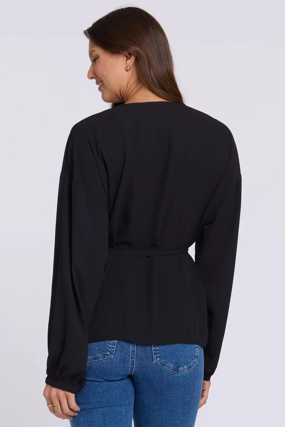 NYDJ Chelsea Bluse Schwarz mit Bindeband