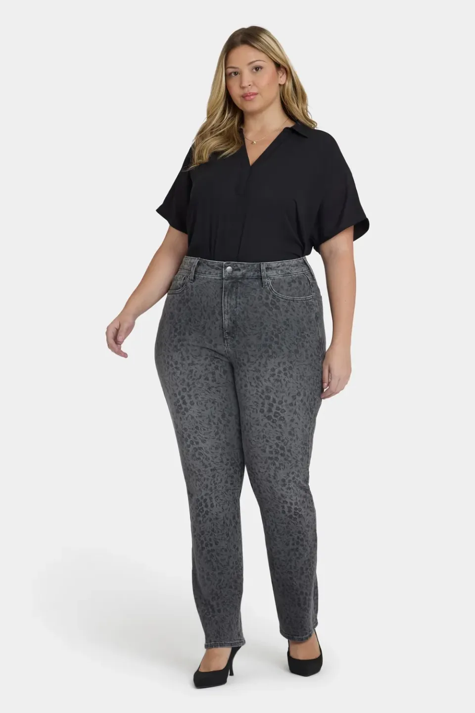 NYDJ Marilyn Plus Jeans Grey Daniela Ditsy gemustert