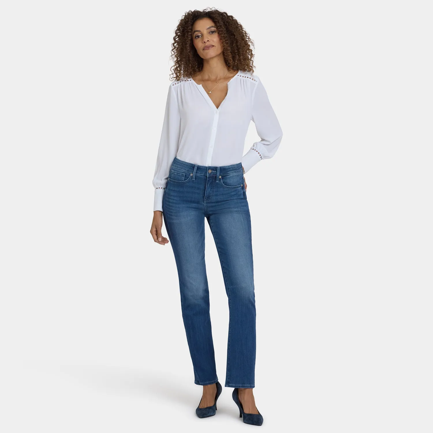 NYDJ Marilyn Straight Jeans Cool Marine Stretch