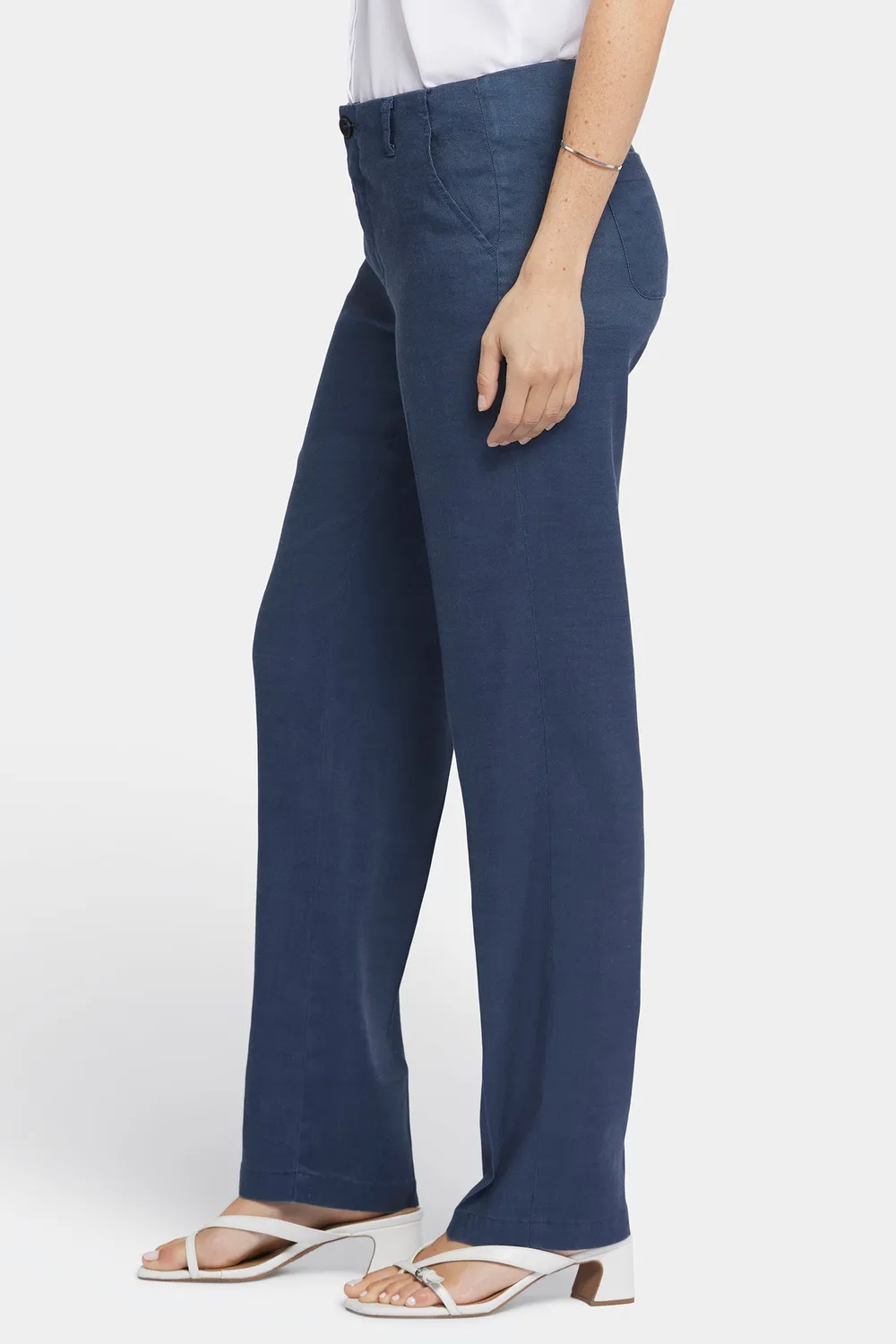 NYDJ Marilyn Straight Pants in Petite Hose Oxford Navy Leinen