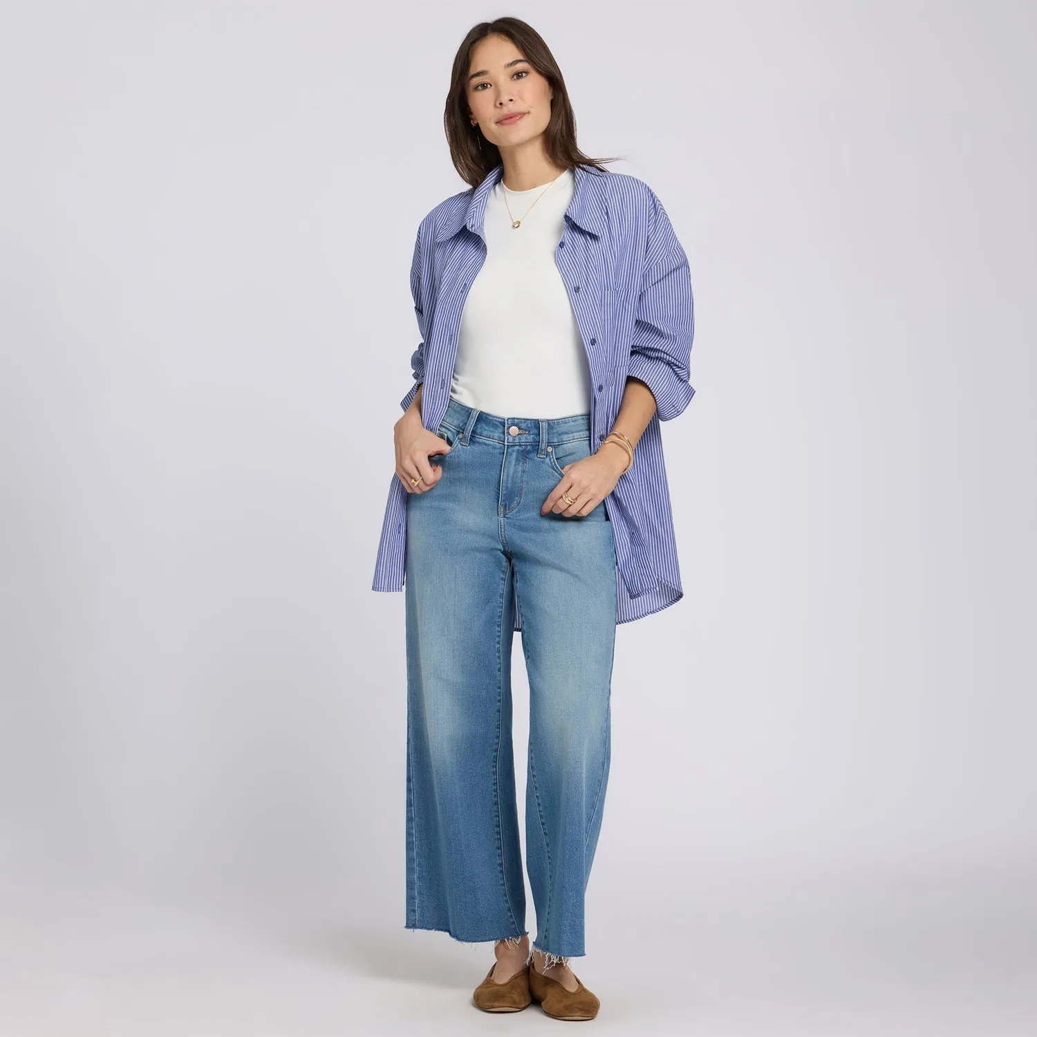 NYDJ Teresa Wide Leg Ankle Jeans Port Sea Weit