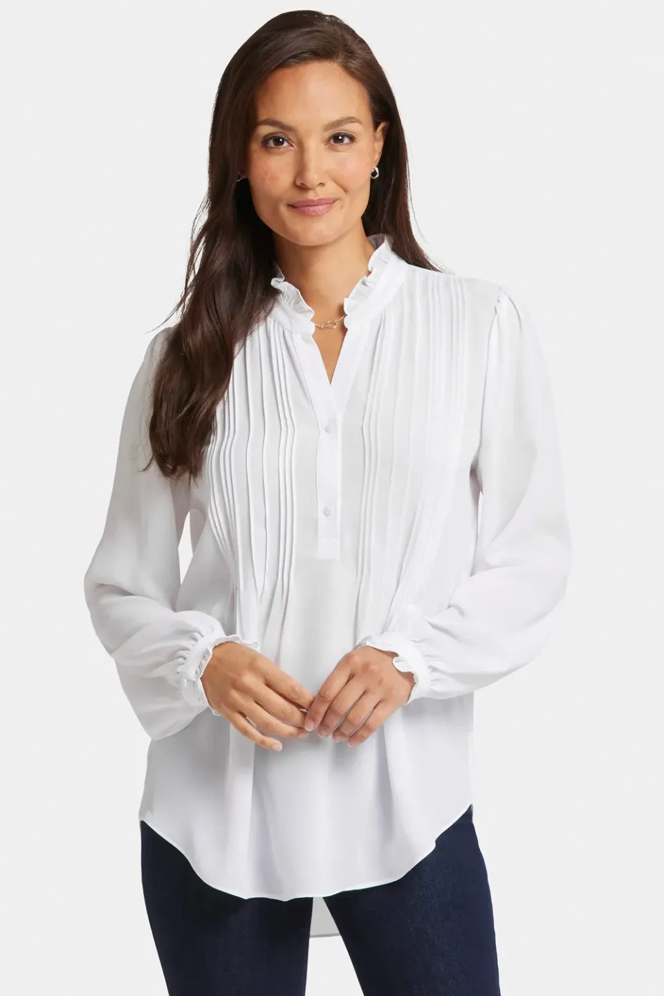 NYDJ Pleated Front Tunika Optik Weiß