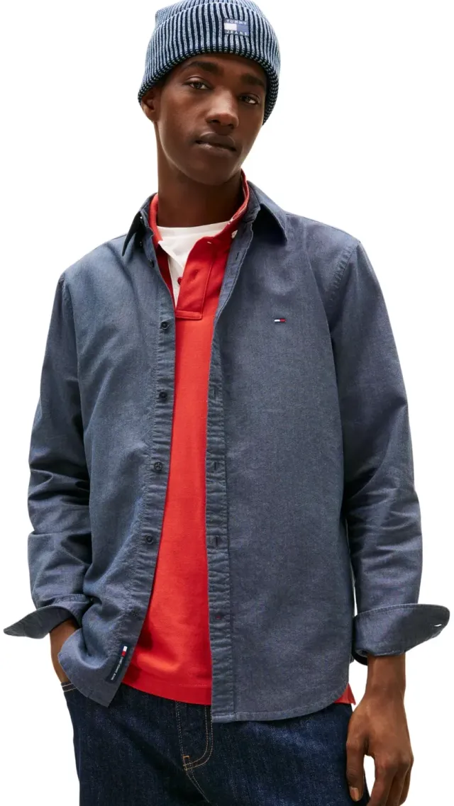 Tommy Jeans L/S Langarmshirt Herren L Blau Langarm Regular