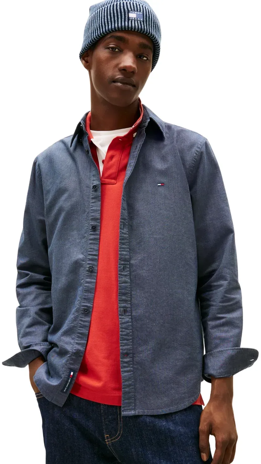 Tommy Jeans L/S Langarmshirt Herren L Blau Langarm Regular