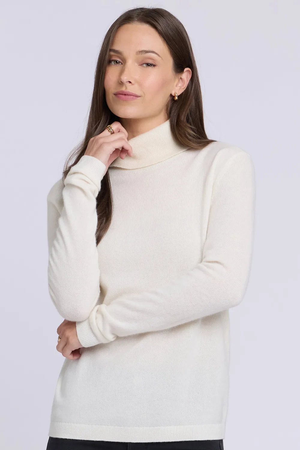 NYDJ Cashmere Rollkragenpullover Ivory Kaschmir Weiß
