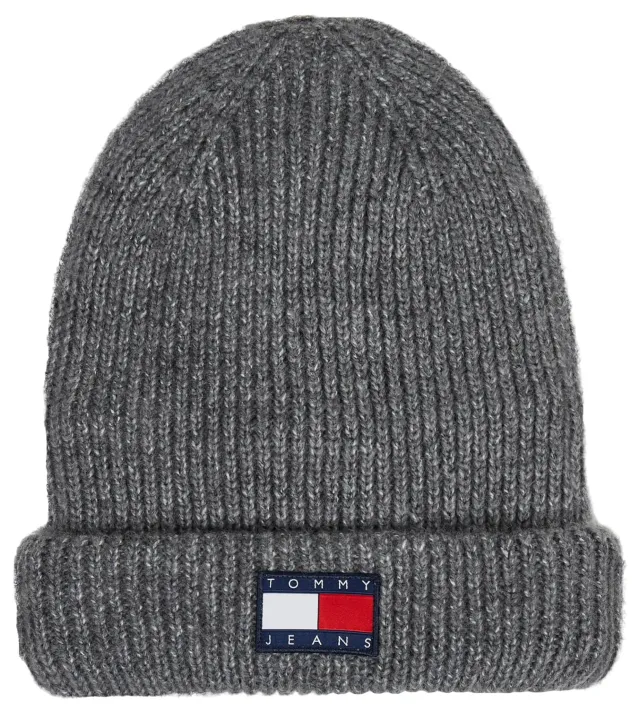 Tommy Jeans Soft Strickmütze Wintermütze Grau Melange Onesize