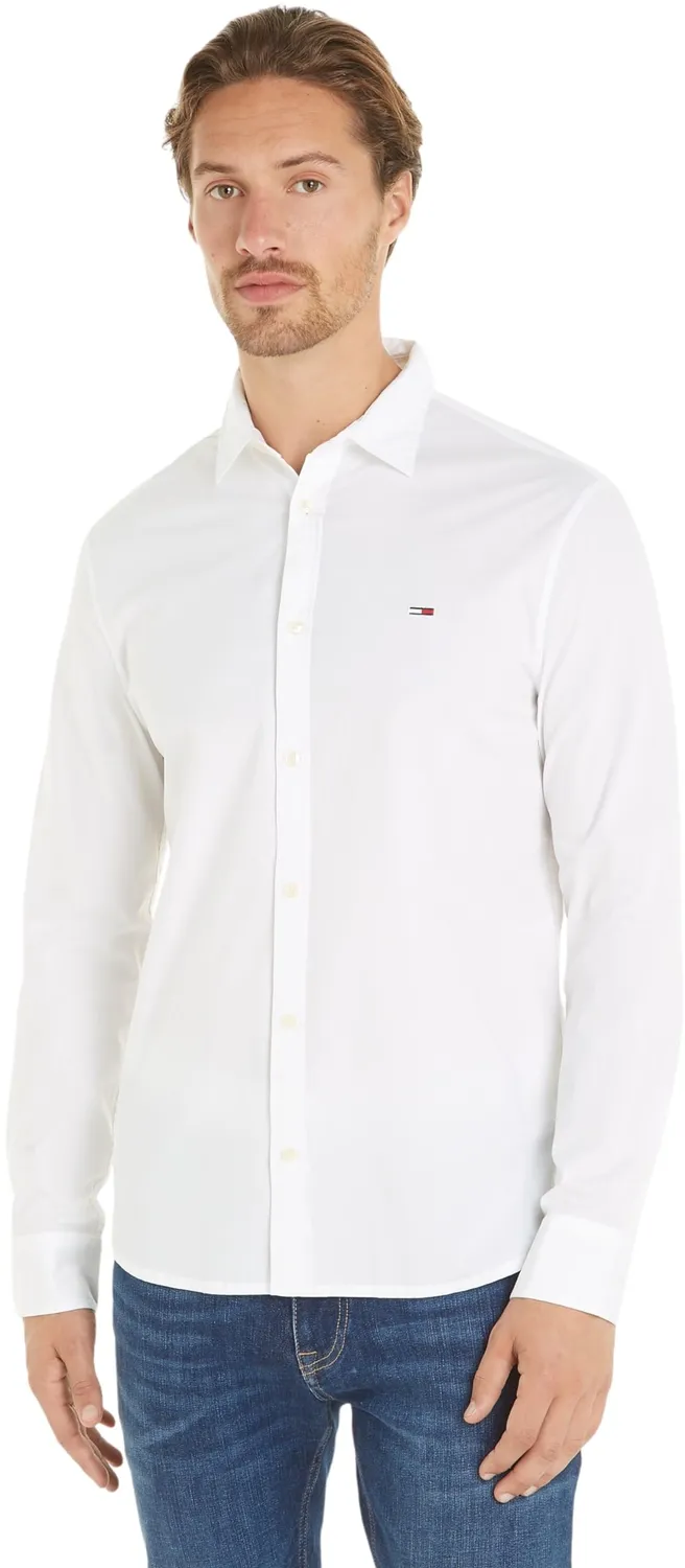 Tommy Jeans Poplin Shirt Herren Hemd XXS Blau Langarm