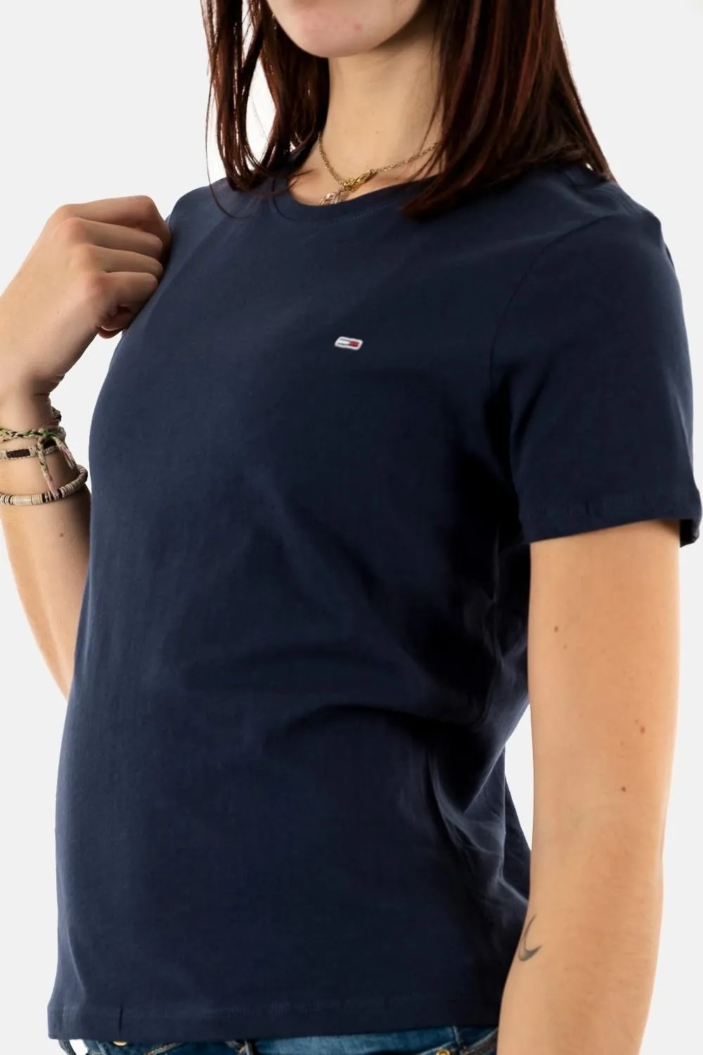 Tommy Jeans TJW Soft T-Shirt S Blau Rundhals Baumwolle