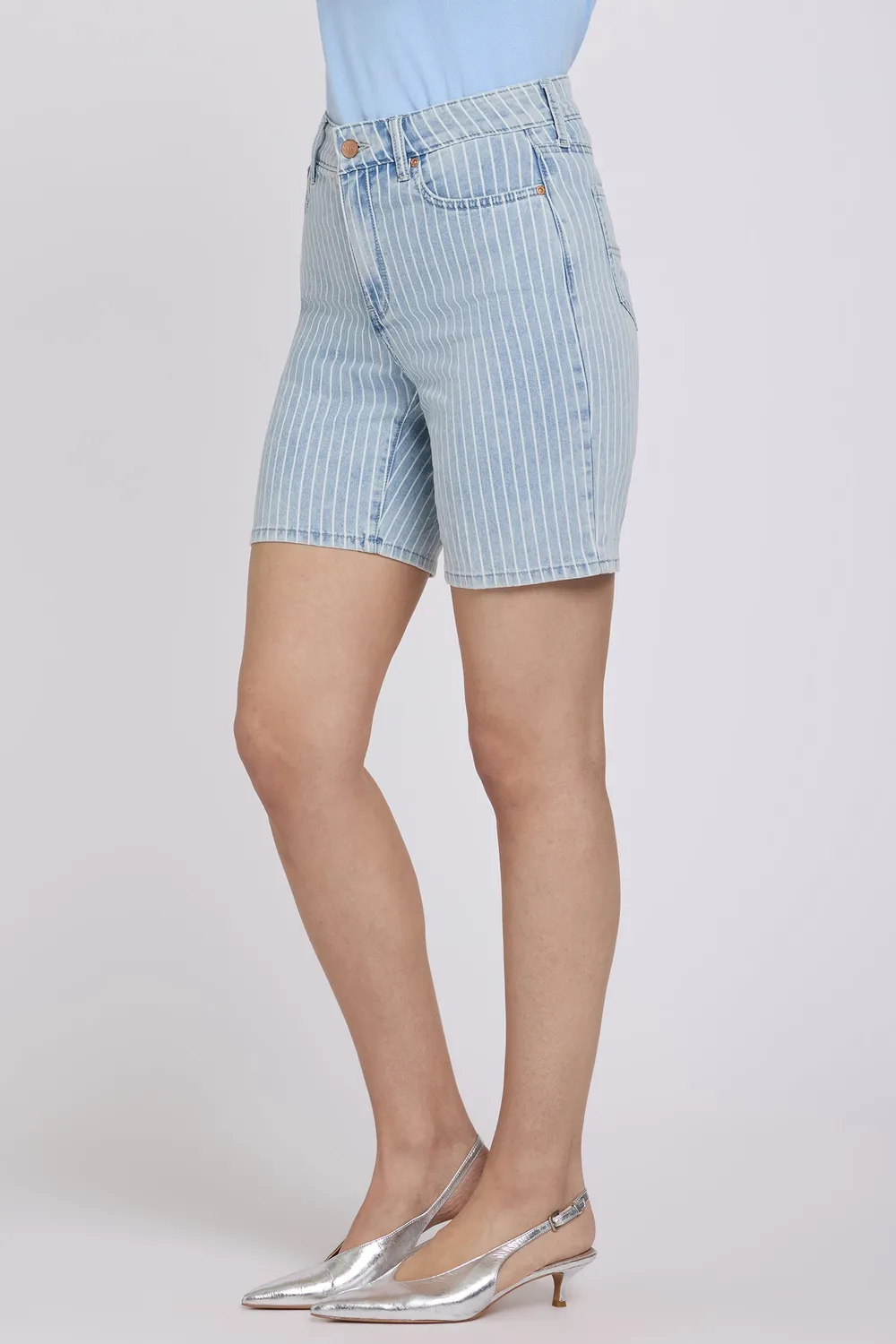 NYDJ Erin Relaxed Denim Shorts Azure Stripe 8